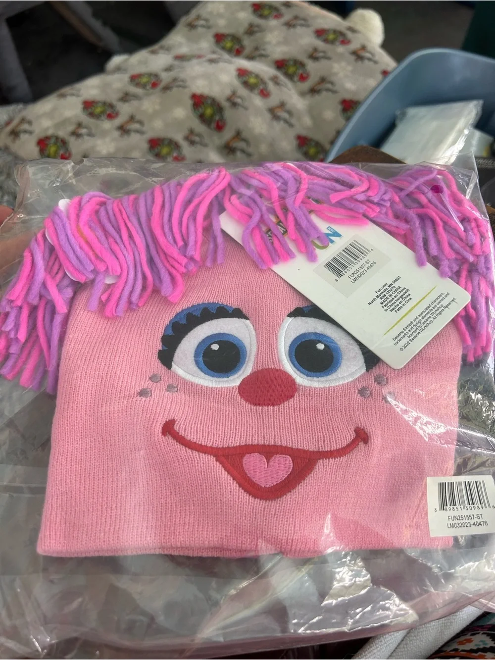 Disney Pink Knit Character Beanie with Yarn Fringe